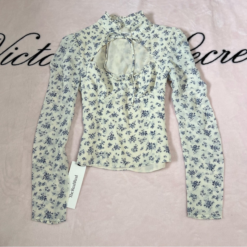 Reformation Floral Long Sleeve Blouse